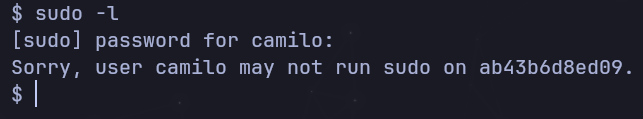 sudo -l camilo